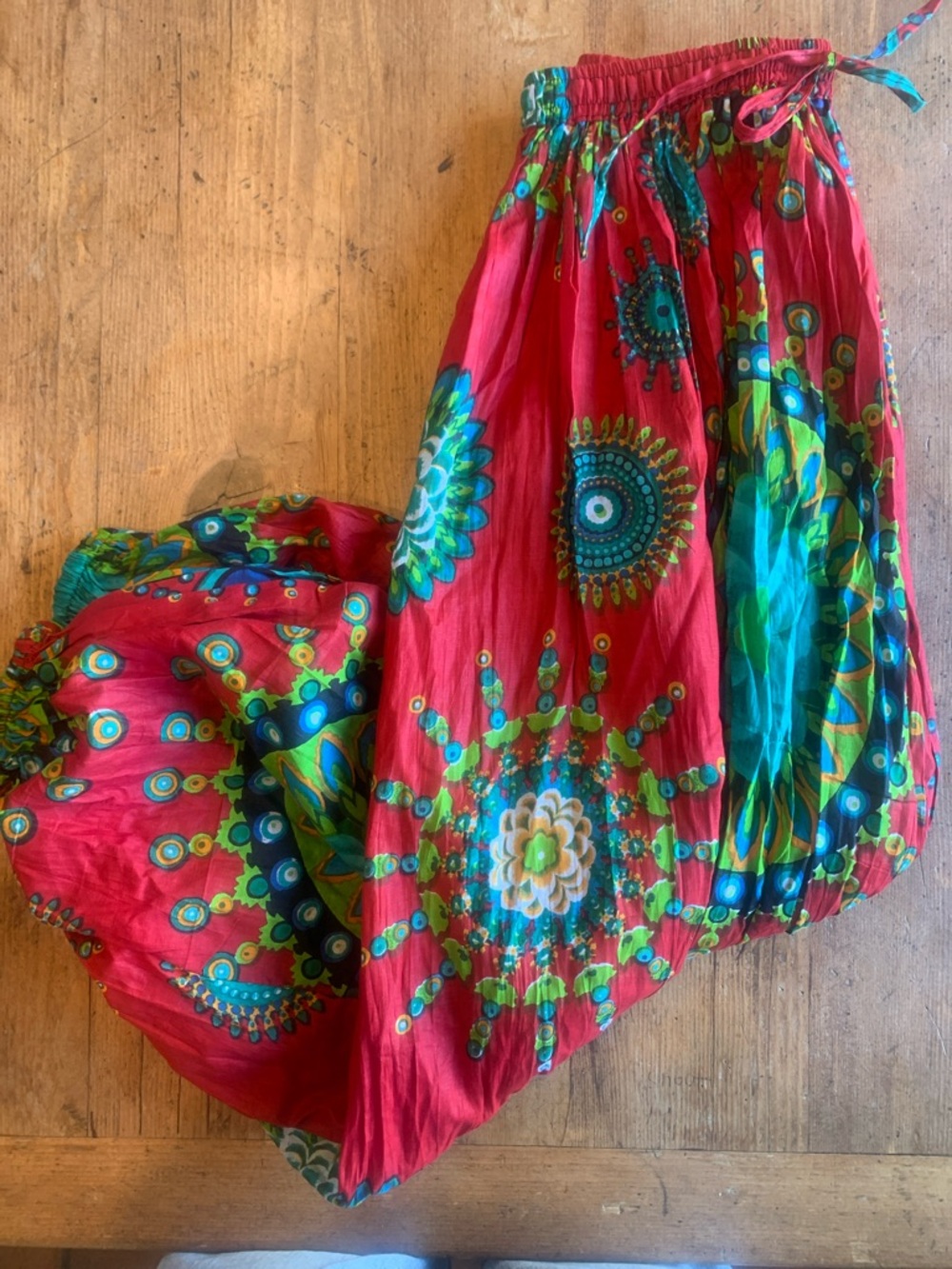 Cotton Red Floral Medallion Bohemian Puff Jogger Pant - Picture 11 of 16